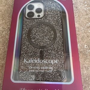 iPhone 16 PRO MAX Silver Case- Kaleidoscope Crystal Snap-On Protective